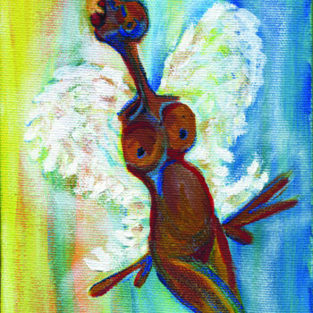 Ζωγραφική με τίτλο "Singing Angel" από Simone, Αυθεντικά έργα τέχνης, Ακρυλικό