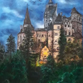 Painting titled "Bran Castle- Romani…" by Simone Meier Meier, Original Artwork, Oil