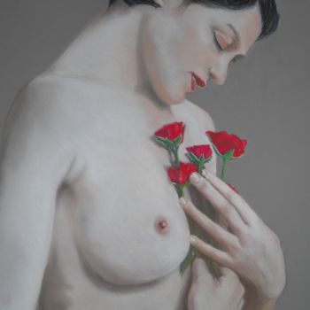 Peinture intitulée "FLOWER" par Simonetti  Dit Sm, Œuvre d'art originale, Pastel