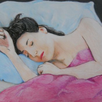 Painting titled "DORMEUSE" by Simonetti  Dit Sm, Original Artwork, Pastel