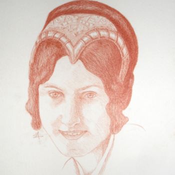 Dessin intitulée "JEUNE FILLE A LA CO…" par Simonetti  Dit Sm, Œuvre d'art originale, Crayon