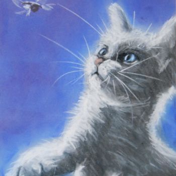 Peinture intitulée "chaton1" par Simonetti  Dit Sm, Œuvre d'art originale, Pastel