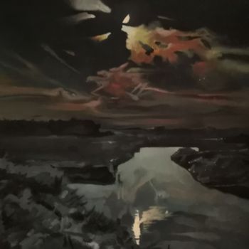 Картина под названием "Яркий месяц" - Семён Рыжов, Подлинное произведение искусства, Масло
