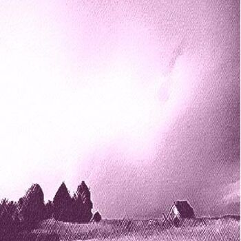 Ζωγραφική με τίτλο "lilac hill" από Simonhawk, Αυθεντικά έργα τέχνης