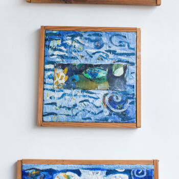 Painting titled "Small Triptych abou…" by Simonida Djordjevic, Original Artwork, Oil Mounted on Wood Stretcher frame