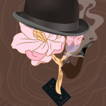 Digitale Kunst mit dem Titel "The gentleman smoke…" von Olga Simonova, Original-Kunstwerk, Digitale Malerei Auf Keilrahmen a…