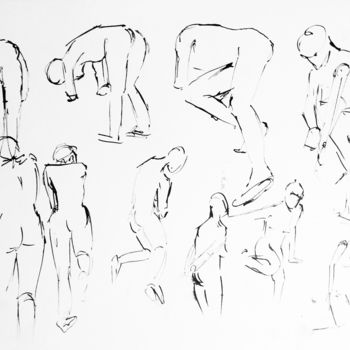 Desenho intitulada "Mouvements féminins" por Maria Iacuzzi (SIMPLE ART), Obras de arte originais, Tinta