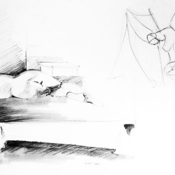Drawing titled "Femme nue dessin/cr…" by Maria Iacuzzi (SIMPLE ART), Original Artwork, Pencil