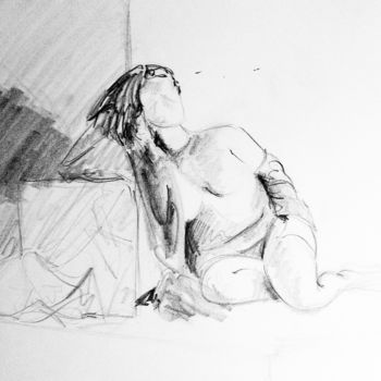 Drawing titled "Femme nue" by Maria Iacuzzi (SIMPLE ART), Original Artwork, Pencil