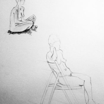 Disegno intitolato "Femme nue sur sa ch…" da Maria Iacuzzi (SIMPLE ART), Opera d'arte originale, Matita