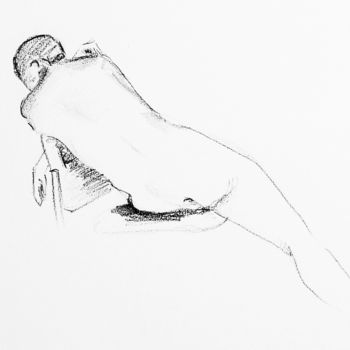 Tekening getiteld "Femme nue assise de…" door Maria Iacuzzi (SIMPLE ART), Origineel Kunstwerk, Potlood