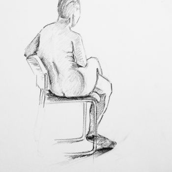 Dessin intitulée "Femme nue assise su…" par Maria Iacuzzi (SIMPLE ART), Œuvre d'art originale, Crayon