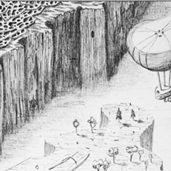 「Uploads」というタイトルの描画 Simpsonによって, オリジナルのアートワーク, 鉛筆 段ボールにマウント