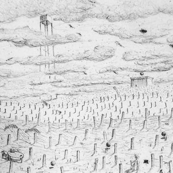 Disegno intitolato "Wilbur's Tomb" da Simpson, Opera d'arte originale, Matita Montato su Cartone