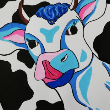 Peinture intitulée "Vache à lait" par Simsim, Œuvre d'art originale, Crayon