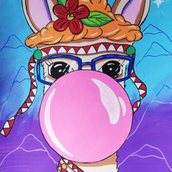 绘画 标题为“Fun lama chewing-gu…” 由Simsim, 原创艺术品, 标记
