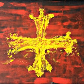 Painting titled "Croix occitanie ver…" by Sin 21, Original Artwork, Acrylic