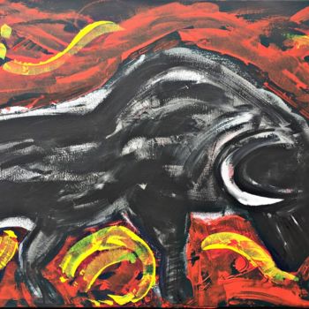 Pintura intitulada "Massive bull fighter" por Sin 21, Obras de arte originais, Acrílico