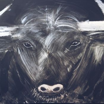 Schilderij getiteld "Black taurus" door Sin 21, Origineel Kunstwerk, Acryl
