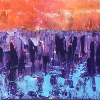 Schilderij getiteld "Mars Purple canyon" door Sin 21, Origineel Kunstwerk, Acryl