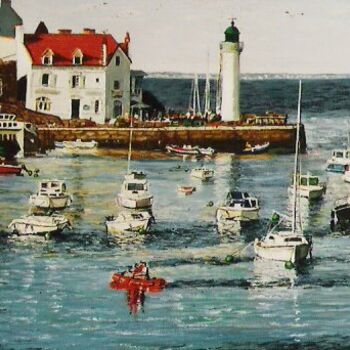 Painting titled "Le port de Sauzon" by Lark Sindia, Original Artwork
