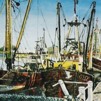 Pintura intitulada "Le port d'Ostende" por Lark Sindia, Obras de arte originais