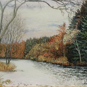 Pintura titulada "L'Amblève en automne" por Lark Sindia, Obra de arte original