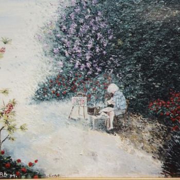 Peinture intitulée "L'Artiste au jardin" par Lark Sindia, Œuvre d'art originale