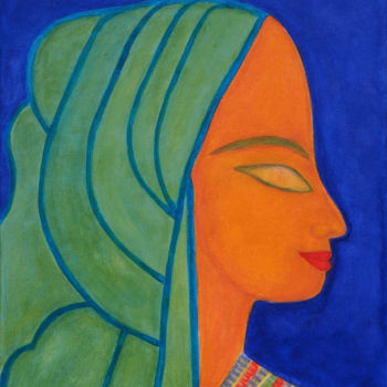 Malerei mit dem Titel "pharaonische Impres…" von Sigrun Neumann (Sineu), Original-Kunstwerk, Acryl