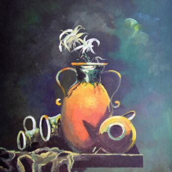 Painting titled "Midnight Moon" by Sinisa Saratlic, Original Artwork, Acrylic
