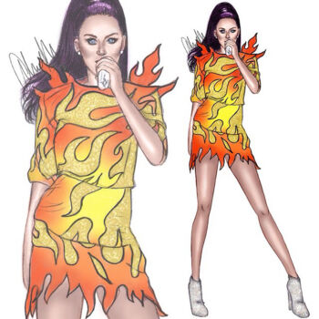 Σχέδιο με τίτλο "Katy Perry Sketch P…" από Sir Fashion Wrld, Αυθεντικά έργα τέχνης, Κοντέ
