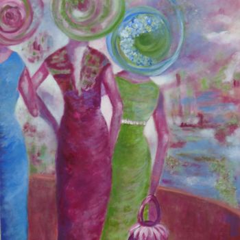 Painting titled "femmes aux chapeaux" by Sisca Couleurs, Original Artwork, Acrylic