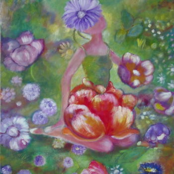 Peinture intitulée "femme champêtre" par Sisca Couleurs, Œuvre d'art originale, Acrylique