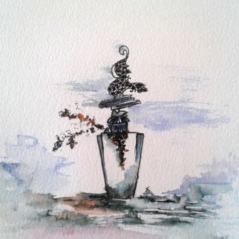 Peinture intitulée "L'aérien" par Sisca Couleurs, Œuvre d'art originale, Encre