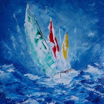 Картина под названием "Tempête en Atlantiq…" - Sylvain Corvaisier, Подлинное произведение искусства, Масло