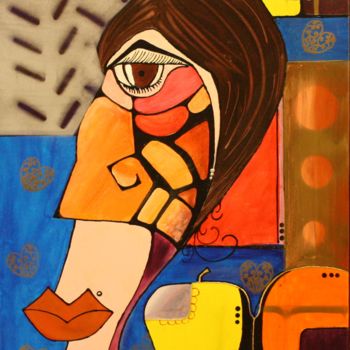 Painting titled "Madame" by Sissi.B, Original Artwork, Acrylic Mounted on Wood Stretcher frame