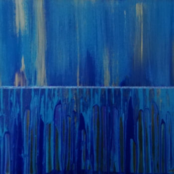 Ζωγραφική με τίτλο "Blue cascade #artis…" από Sissi.B, Αυθεντικά έργα τέχνης, Ακρυλικό Τοποθετήθηκε στο Ξύλινο φορείο σκελετό