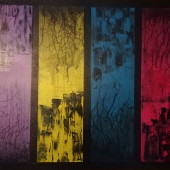 Painting titled "Obscur colors" by Sissi.B, Original Artwork, Acrylic Mounted on Wood Stretcher frame