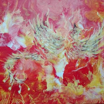 Painting titled "La mort du Phoenix" by Super Sissi Acrylistic, Original Artwork, Acrylic Mounted on Wood Stretcher frame
