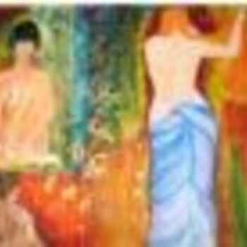 Painting titled "Bains de Femmes" by Sylvie Briand, Original Artwork, Oil