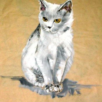 Peinture intitulée "Le chat" par Sylvie Briand, Œuvre d'art originale, Huile