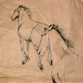 Peinture intitulée "Course de chevaux" par Sylvie Briand, Œuvre d'art originale, Huile