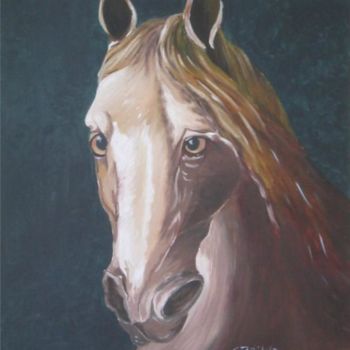 Painting titled "Le Cheval" by Sylvie Briand, Original Artwork