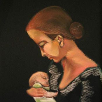 Painting titled "Lumière sur la mère…" by Sylvie Briand, Original Artwork