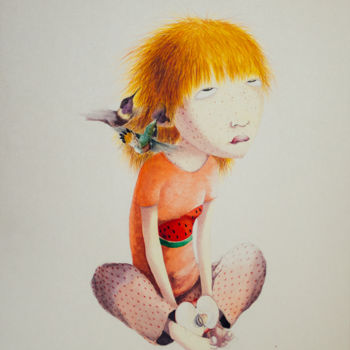 Malerei mit dem Titel "Girls Love Trough T…" von Sisso, Original-Kunstwerk, Tinte