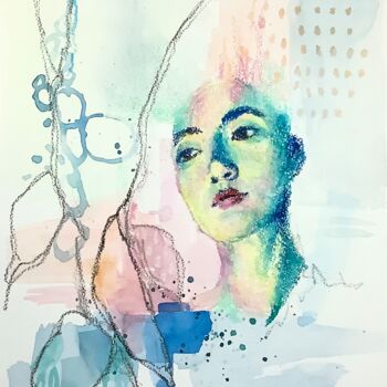 Pittura intitolato "Cold face" da Siu Chong Law Luo Shao Zhuang, Opera d'arte originale, Pastello