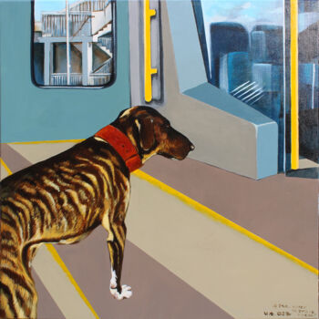Peinture intitulée "O psie, który jeźdz…" par Małgorzata Łodygowska, Œuvre d'art originale, Acrylique Monté sur Châssis en b…