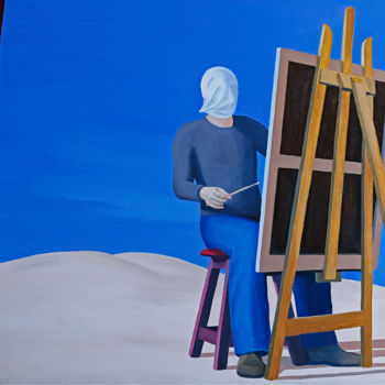 Картина под названием "Hommage Rene Magrit…" - Константин Сиятский, Подлинное произведение искусства, Масло Установлен на Де…