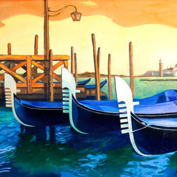 Painting titled "Venice" by Konstantin Siiatskii, Original Artwork, Oil Mounted on Wood Stretcher frame