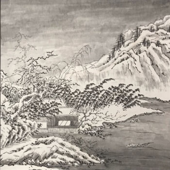 Картина под названием "Peinture chinoise p…" - Siyuan Li, Подлинное произведение искусства, Чернила Установлен на Другая жес…